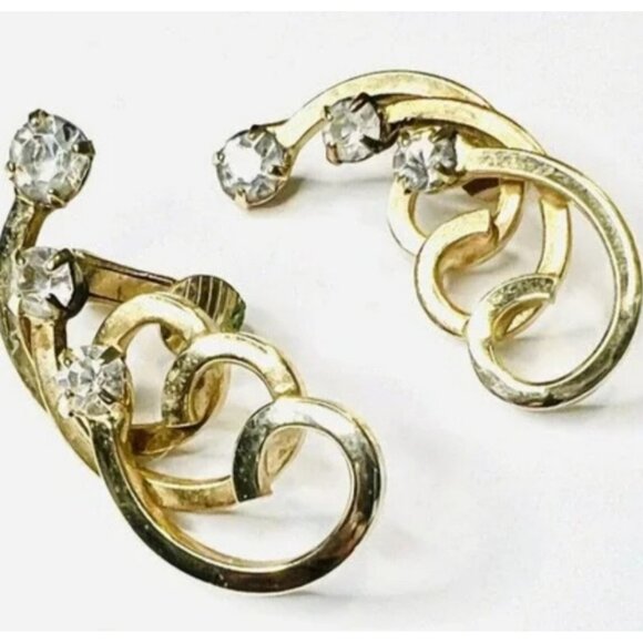SAC Vintage Gold Tone 70's Clip On Earrings - Picture 1 of 9